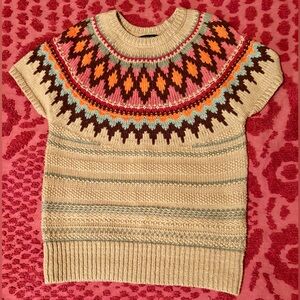 Polo Ralph Lauren Jacquard Short-Sleeve Sweater Sz Small - EXCELLENT CONDITION